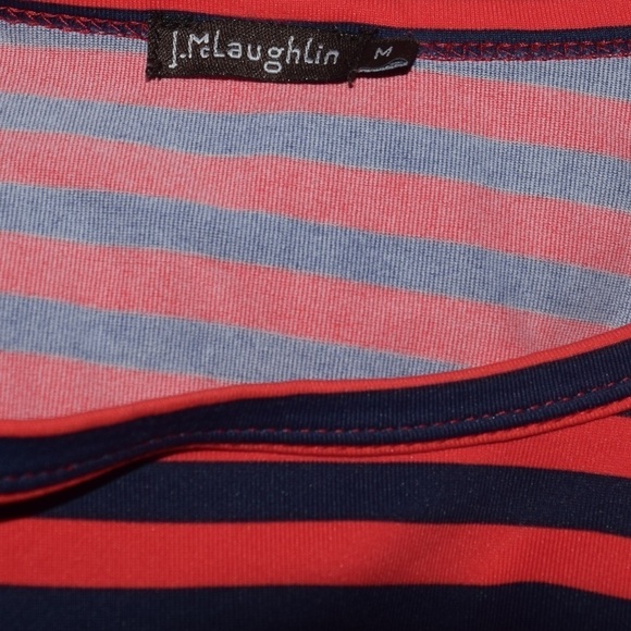 J. McLaughlin Sinclair Top in Stripe Red Navy Blue Size Medium - Picture 2 of 7